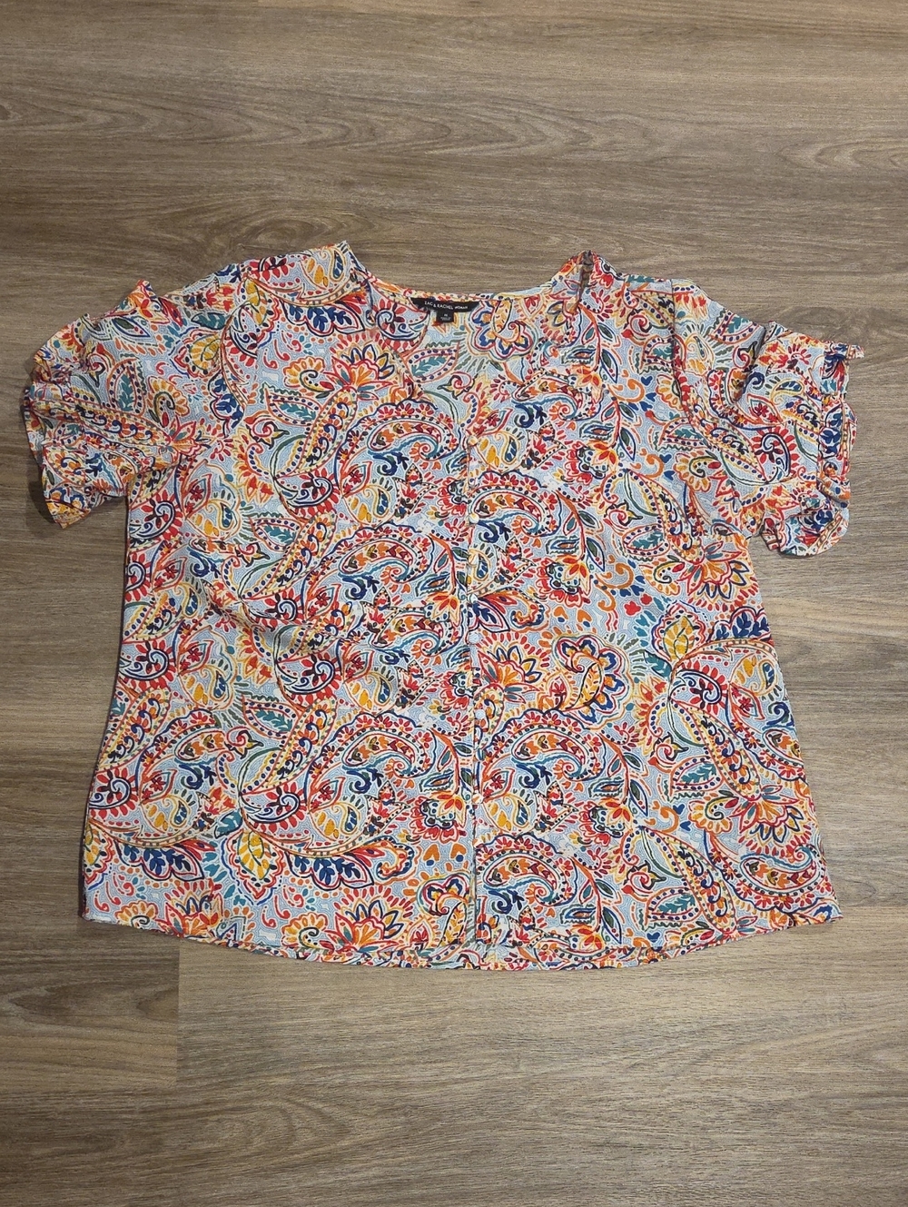 Zac & Rachel Multicolor Paisley Button-Front Blouse Size 1x
